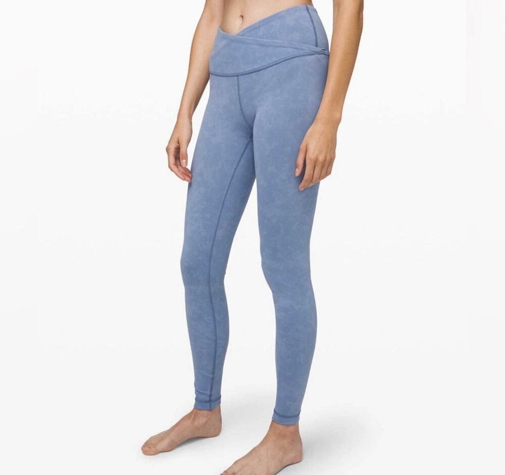 Lululemon Always On High Rise Tight 28" Sky Wash Tempest Blue Cross Waist 4